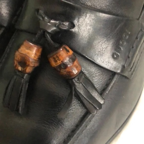 Gucci Men's Black Leather Loafers Size 12 - Picture 6 of 10